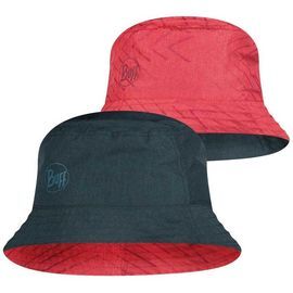 TRAVEL BUCKET HAT COLLAGE RED - BLACK S/M REVERSIBLE