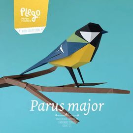 PARUS MAJOR. MALLERENGA CARBONERA. FIGURA DE PAPER 3D -PLEGO