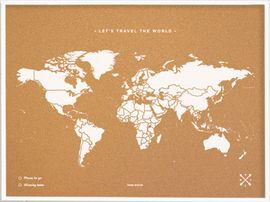 WOODY MAP -L WHITE WITH FRAME [MAPA DE CORCHO MURAL, CON MARCO] -MISS WOOD