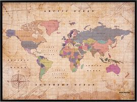 WOODY MAP -L OLD SCHOOL WITH BLACK FRAME [MAPA DE CORCHO MURAL, CON MARCO 63X48] -MISS WOOD