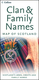 CLAN AND FAMILY NAMES. MAP OF SCOTLAND -COLLINS