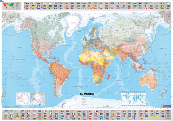 Palomar Pin World Maps talla 124 x 66 cm Mapa del mundo color negro Estándar 
